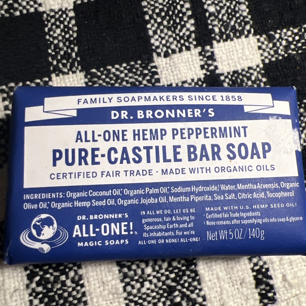 DR.BRONNER'S ALL-ONE HEMP Peppermint Pure-Castile BAR Soap Fair Trade